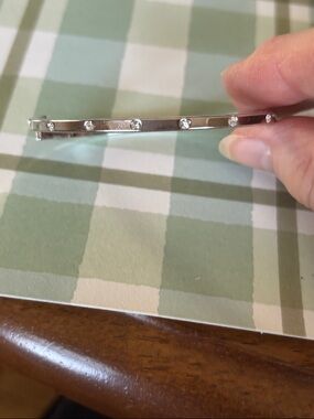 Source Unknown Silver Bracelet with Clear Stones